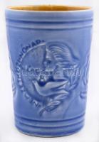 cca 1970 A Csepel Vas és Fémművek reklámos mázas kerámia pohara. Nőnapi ajándék. Gránit márkajelzéssel 12 cm