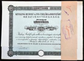 Budapest 1923. "Kissling Rudolf és Fia Csillár és Bronzárugyár Részvénytársaság" részvénye 5000K-ról, szelvényekkel és szárazpecséttel T:II-