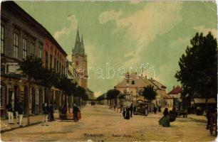 Komárom, Nádor utca, szentháromság szobor, Pollák Lajos üzlete; kiadja Freisinger Mór / street, statue, shop (Rb)
