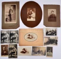 cca 1910-1940 13 db különféle katonai fotó, egy részük feliratozva, különböző méretben