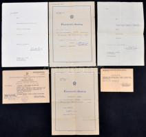 1952-1957 Rendőrfőhadnagy különböző iratai(belügyminisztérium által kiadott igazolás, kinevezési okmány, dicséret, miniszterhelyettesi dicséret), 6 db