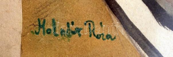 Molnár jelzéssel: Csendélet zöld kancsóval, akvarell, papír, paszpartuban, üvegezett fa keretben, 29...