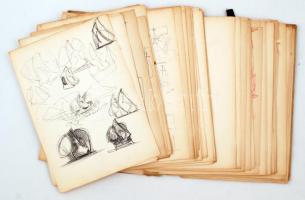 Bors István (1938-2003) szobrászművész vázlatai, cca 140 db, jelzés nélkül, különböző méretben