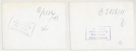 cca 1950-60 Magyar Fotó, Bojár Sándor: Műkorcsolyázók, 2db fotó, jelzett, 12x9cm, + Műkorcsolyázó fo...