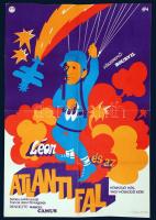 1927 Léon és az Atlanti fal, kémkedő hős vagy hősködő kém, filmplakát, kiadja az Offset-nyomda, többszörösen hajtott, 42x57 cm