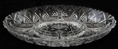 Dekoratív, gazdagon díszített üvegtál, jelzés nélkül, hibátlan, 31,5×21 cm