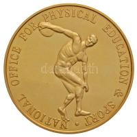 DN "National Office of Physical Education & Sport (Nemzeti Testnevelési és Sport Iroda)" aranyozott piefort fém emlékérem (65mm) T:PP karc,ujjlenyomat