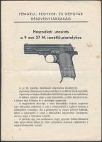 cca 1940 FÉG 37M pisztoly használati utasítás