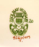 Zsolnay búzavirág mintás hamutálka, kézzel festett, jelzett, hibátlan, 11×8 cm