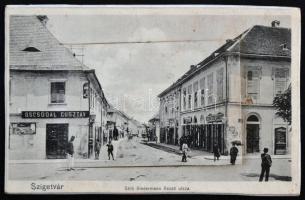 Szigetvár, Báró Biedermann Rezső utca, Rechnitzer Sándor és Oscsodal Gusztáb üzlete, leporellocard (Rb)