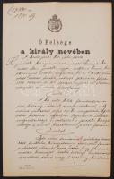 1890 Ítélet  Ő Felsége a király nevében, a Budapesti Ítélőtábla száraz pecsétjével