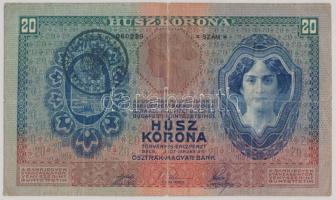 1907. 20K román felülbélyegzéssel T:restaurált