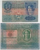 1902. 1000K piros "MAGYARORSZÁG" körbélyegzővel + 1912. 100K + 1913. 20K mindhárom "T...