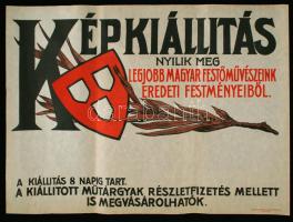 cca 1920 Nemzetei Szalon: Képkiállítás a legjobb magyar festők eredeti festményeiből plakát,feltekerve, 47x62cm