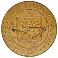 1870. "Körmendi Önkéntes Tűzoltó Testület" aranyozott Br jelvény (64mm) T:2-