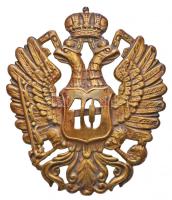 Ausztria ~1800-as évek "10. Huszár ezred" réz csákó jelvénye (77x66mm) T:2,2- Austria ~1800s "10th Hussar Regiment" brass shako badge (77x66mm) C:XF,VF
