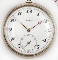 cca 1900 Doxa márkájú zsebóra. Működő állapotban, számlapon  apró hajszálrepedéssel, hozzá lánccal /...