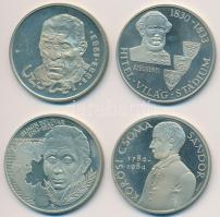 1983. 100Ft "Széchenyi István" + 100Ft "Simon Bolivár" + 100Ft "Czóbel Béla" + 1984. 100Ft "Kőrösi Csoma Sándor" mindegyik eredeti tokban tanúsítvánnyal T:PP