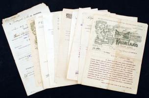 1908-1919 20 db díszes fejléces számla(Kállai Lajos Motor Gyára, Magyar Közvetítő Bank Részvénytársaság, Jacob&Josef Kohn, Fenyő Béla Műszaki Nagykereskedő stb.)