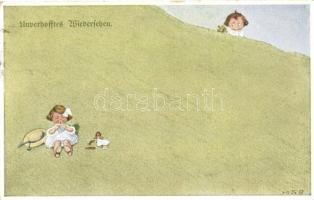 Unverhofftes Wiedersehen / children, Primuss Wohlgemuth & Lissner Kriegssommer No. 1009. s: H.S.B.