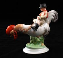 Herendi Kakas Marci, kézzel festett, jelzett, hibátlan, m:14 cm, h:17 cm