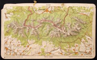 1961 Tátra dombornyomott műanyag térkép, 1:200,000, 17x29cm