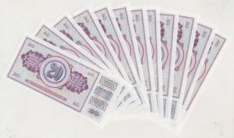 Jugoszlávia 1981. 20D (12x) sorszámkövetők T:I,I-
Yugoslavia 1981. 20 Dinara (12x) sequential serial...