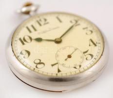 Omega másodperc mutatós zsebóra, működik, sérült számlap, jelzett, fém, d:5 cm