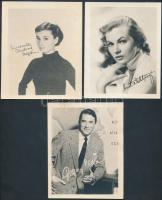 Audrey Hepburn (1929-1993), Gregory Peck (1916-2003) és Anita Ekberg (1931- ) nyomtatott aláírásai saját magukat ábrázoló fotón