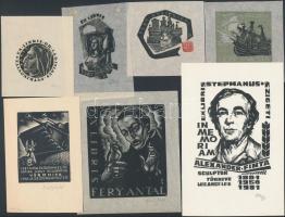 Fery Antal (1908-1994): 7 db ex libris, mind jelzett, pausz és sima papír
