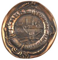 ~1960. Magyar Hajózási Részvénytársaság "MHRT Hűségért - Munkáért" Br plakett (95-100mm) eredeti dísztokban T:2