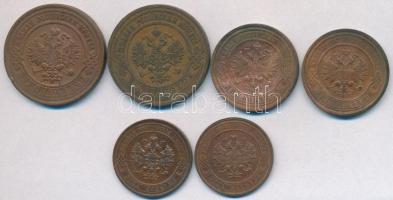 Orosz Birodalom 1912. 2k Cu + 1914. 2k Cu + 3k Cu + 1915. 1k Cu + 1916. 1k Cu + 3k Cu T:2-,3
Russian...