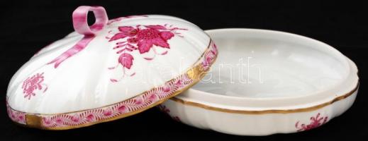 Herendi Apponyi mintás porcelán bonbonier, hibátlan, jelzett, d: 16 cm, m: 10 cm
