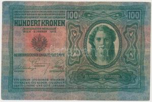 1912. 100K román és fekete ovális "MAGYARORSZÁG" felülbélyegzésekkel T:III