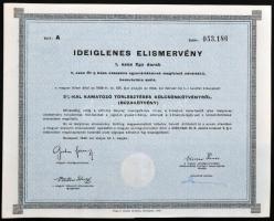 Budapest 1946. "Ideiglenes elismervény" 3%-kal kamatozó törlesztéses kölcsönykötvényről (b...