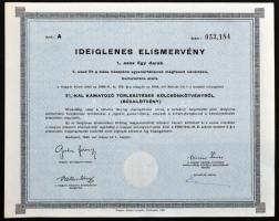 Budapest 1946. "Ideiglenes elismervény" 3%-kal kamatozó törlesztéses kölcsönykötvényről (b...