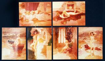Erotikus akvarellekről készült 5 db nagyobb fotó 18x24 cm