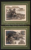 cca 1910 Temetés ismeretlen kúria kertjében 2 db fotó 16x15 cm