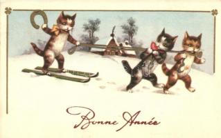 30 db RÉGI motívumlap pár lithoval; macska / 30 old motive cards with some lithos; cat