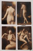 cca 1910 Paris 4 db erotikus fotó, képeslap méretben / 4 Erotic photos. Postcard size