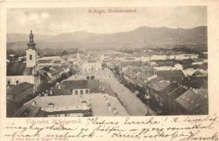 Máramarossziget, Főtér madártávlatból; kiadja Mayer és Berger / main square view