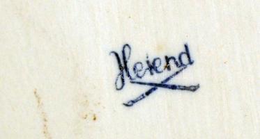 Herendi virág mintás tál, kézzel festett, kopott, jelzett, 23×18 cm