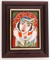 Radnai Zoltán (1960-): Merengő. Tűzzománc, réz lemez, jelzett, keretben 18×13 cm