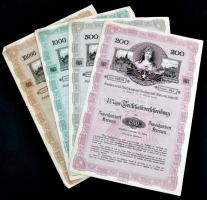 Ausztria / Bécs 1917. "Bécs város 4 1/2%-os Részkötvénye" 200K, 500K, 1000K és 10.000K-ról...