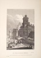 8 darab, Ferrara városát ábrázoló régi metszetről készült modern másolat, különböző méretben