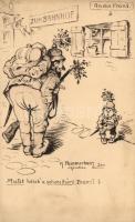 Német katonaság, humor, s: K. Pommerhanz, An die Front 1. / German military, humour s: K. Pommerhanz