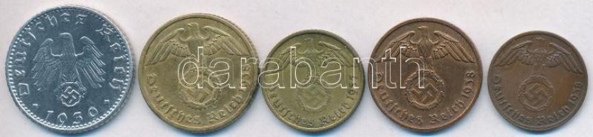 Német 3. Birodalom 1937-1939. 1pf-50pf (5xklf) T:vegyes
German Third Reich 1937-1939. 1 Pfennig - 50...