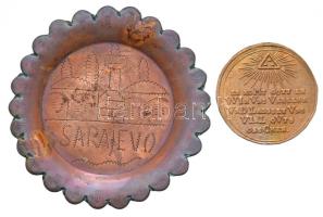 Bosznia-Hercegovina DN "Sarajevo" Br emlékérem (63mm) + Poroszország / Breslau 1742. "Béke" II. Frigyes emlékérme, Cu replika (32,5mm) T:2 Bosnia and Hercegovina ND "Sarajevo" Br commemorative medallion (63mm) + Prussia / Breslau 1742. "Friede" Medals of King Frederick II, the Great, Cu replica, "FRIEDE FRIEDE ! / PUBLIC IN BRESLAV/ D 27 IUN 11 / ES KOMT GOTT EN / WIR VNS VERSEHN / VND LAESSET VNS/ VIEL GVTS / GESCHEN" (32,5mm) C:XF