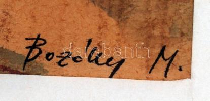 Bozóky Mária (1917-1996): Utcarészlet. Vegyes technika, papír, jelzett, üvegezett keretben, 28×40 cm