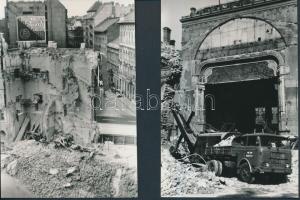 1965 Budapest, bontják a Nemzeti Színházat, 4 db fotó, 9x13 cm